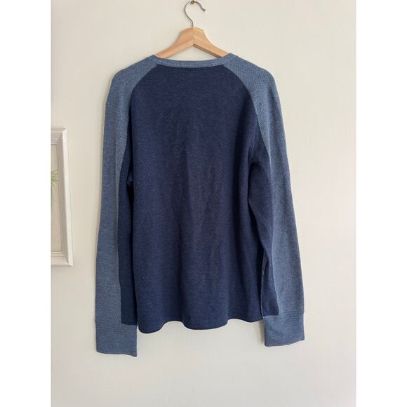 RAG & BONE Henley Two Tone Blue Waffle Knit Long Sleeve Shirt Size XL - Picture 4 of 6